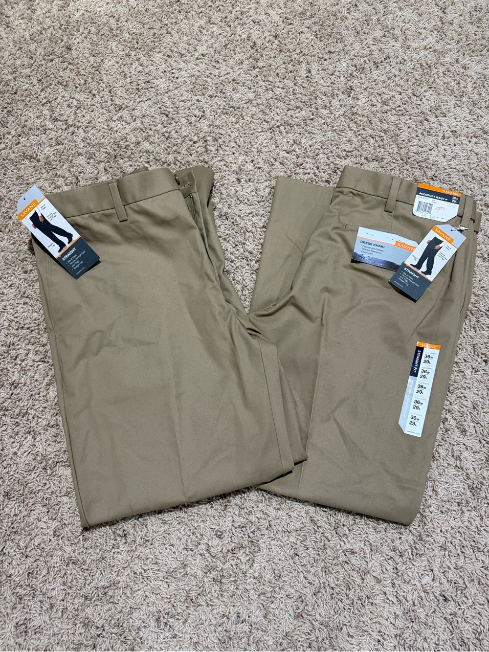 Lot of 2 Savane Khaki Straight Fit Dress Pants - Khaki